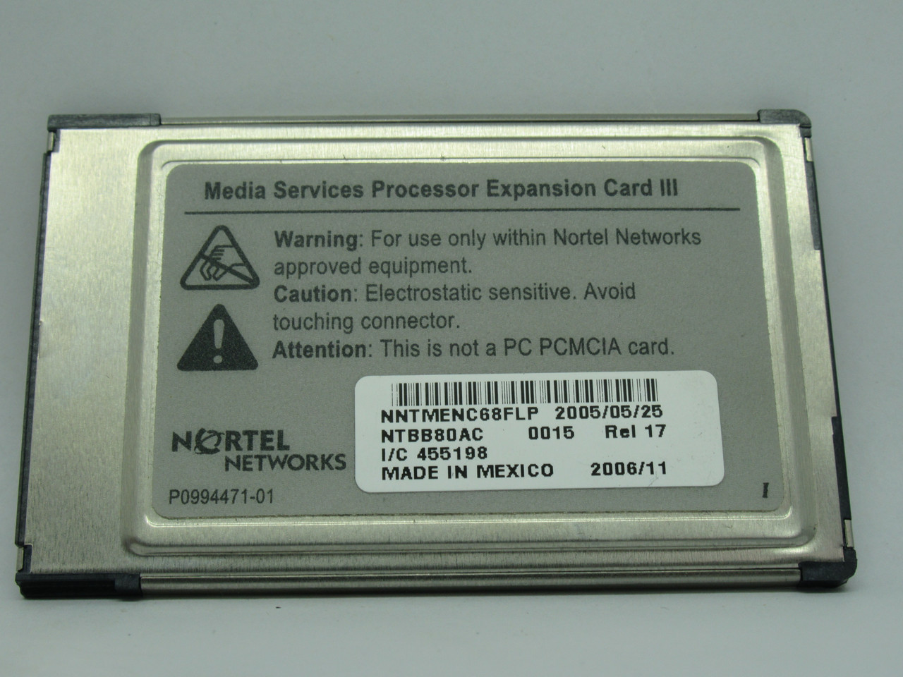 Nortel Networks NTBB80AC Media Services Processor Expansion Card III USED
