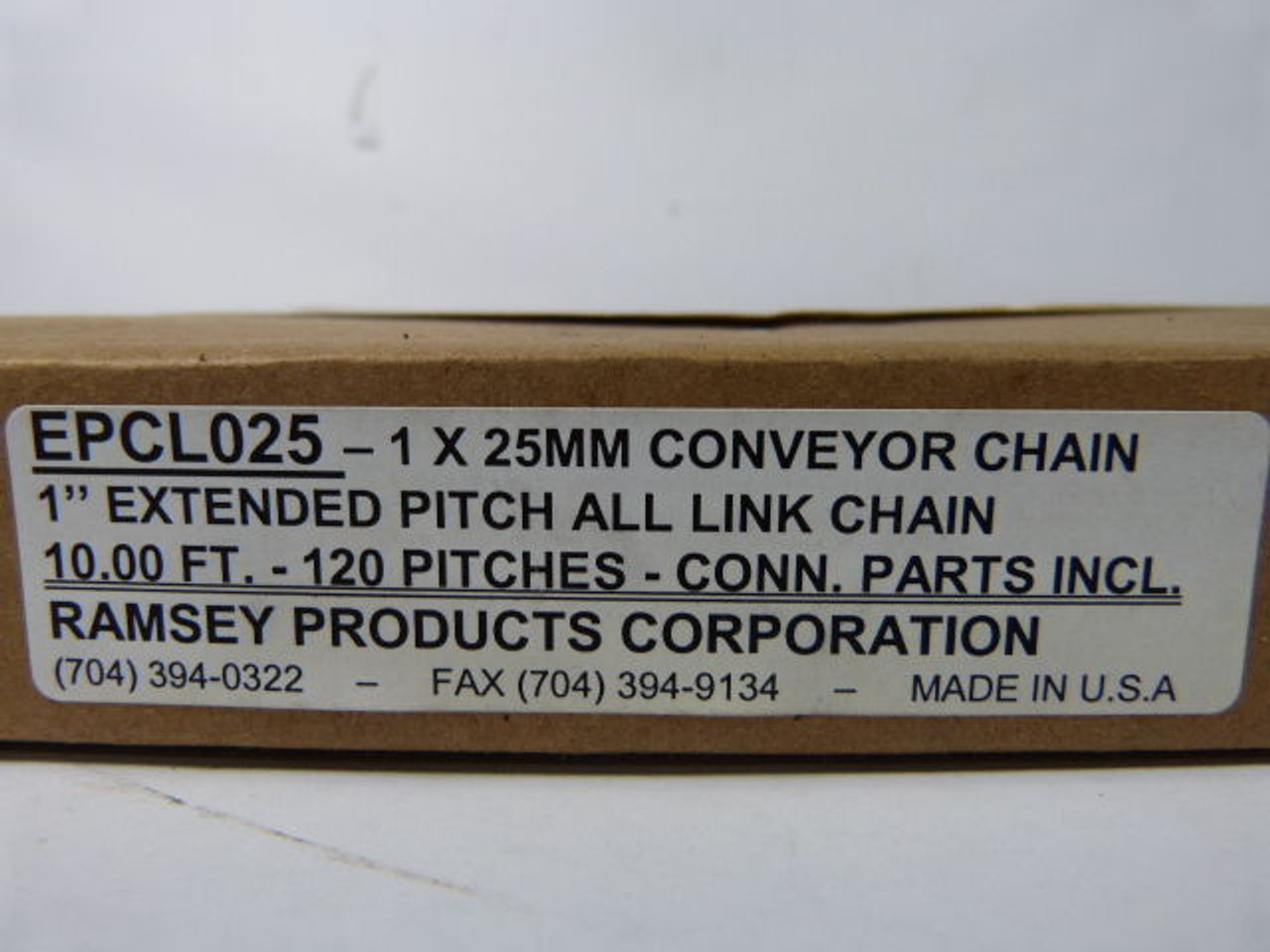 Ramsey EPCL025 Conveyor Chain 1" Extended Pitch 10ft ! NEW !