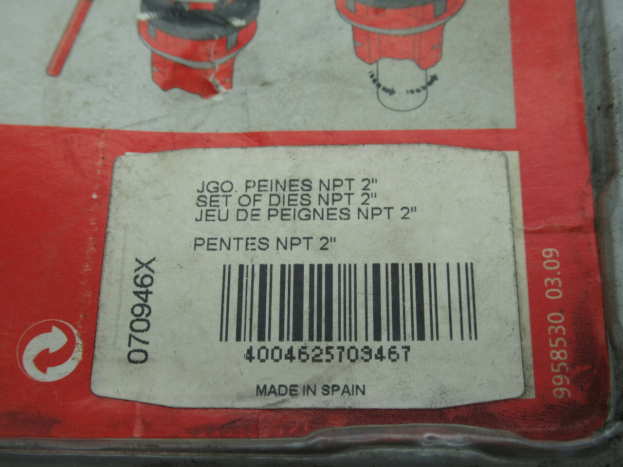 Rothenberger 070946X SC Cutting Jaws NPT 2" 4 Piece Threading Dies *DMG PKG* NEW