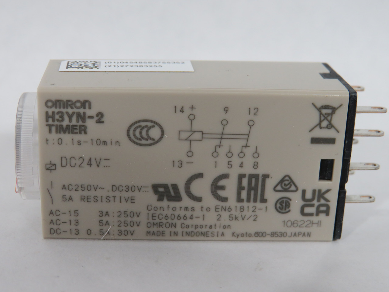 Omron H3YN-2-DC24 Plug-In Timer 1s/10s/1min/10min 24VDC 250VAC 30VDC 5A NEW