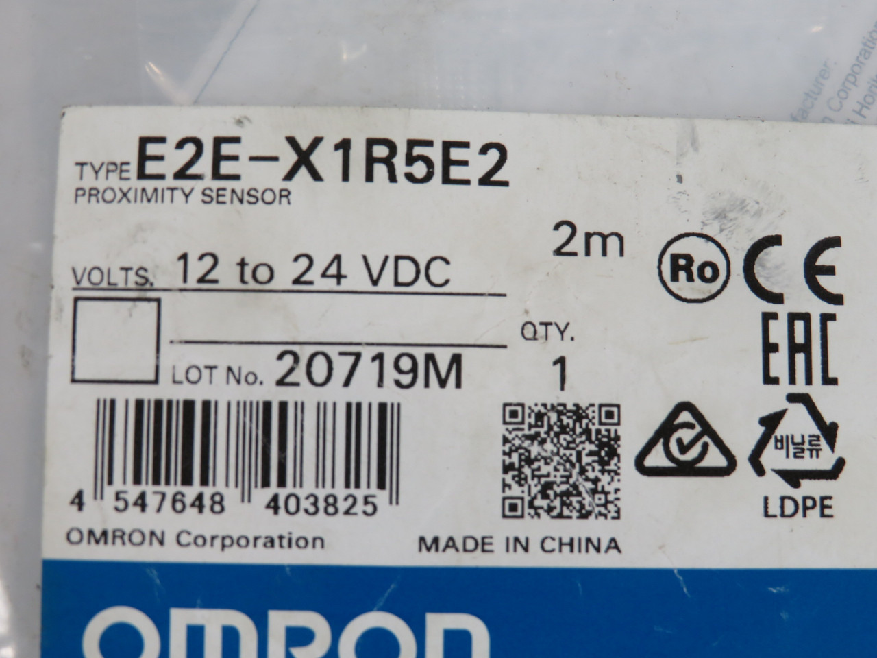 Omron Automation E2E-X5F1-M1 Inductive Proximity Sensor, 5mm, PNP-NO, 200mA, M18 Flh, IP68, E2E Series