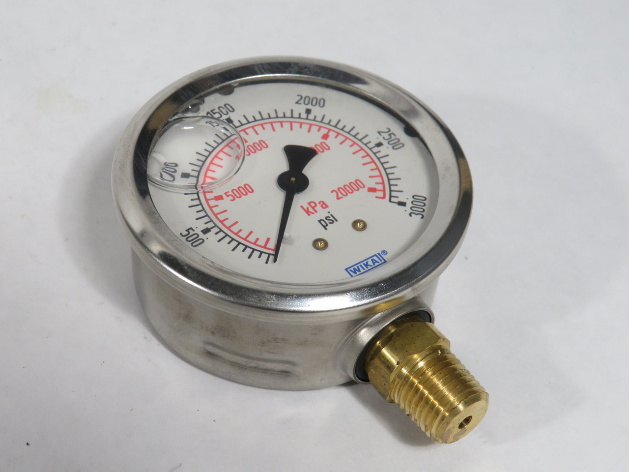 Wika 213.52 Liquid-Filled Pressure Gauge 0-3000psi 2-1/2" Diameter 1/4" NPT NEW