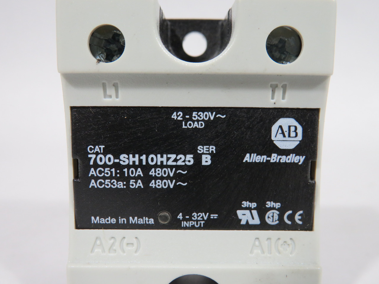 Allen-Bradley 700-SH10HZ25 Ser B Solid State Relay 10A@42-530V 50/60Hz NEW