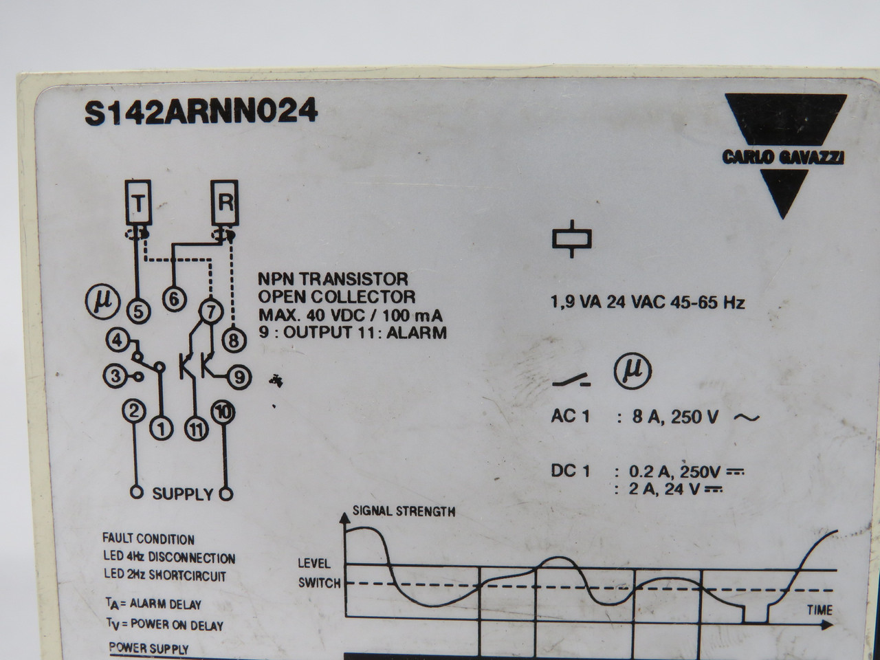 Carlo Gavazzi S142ARNN024 Photoelectric Amplifier Relay 24VAC 8A 11-Pin USED
