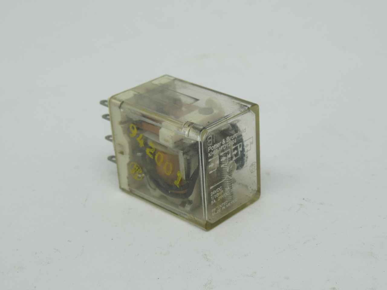 Potter & Brumfield KHU-17D12-24 Plug-in Relay 24VDC 1/10HP 5A 14-Blade 240V USED