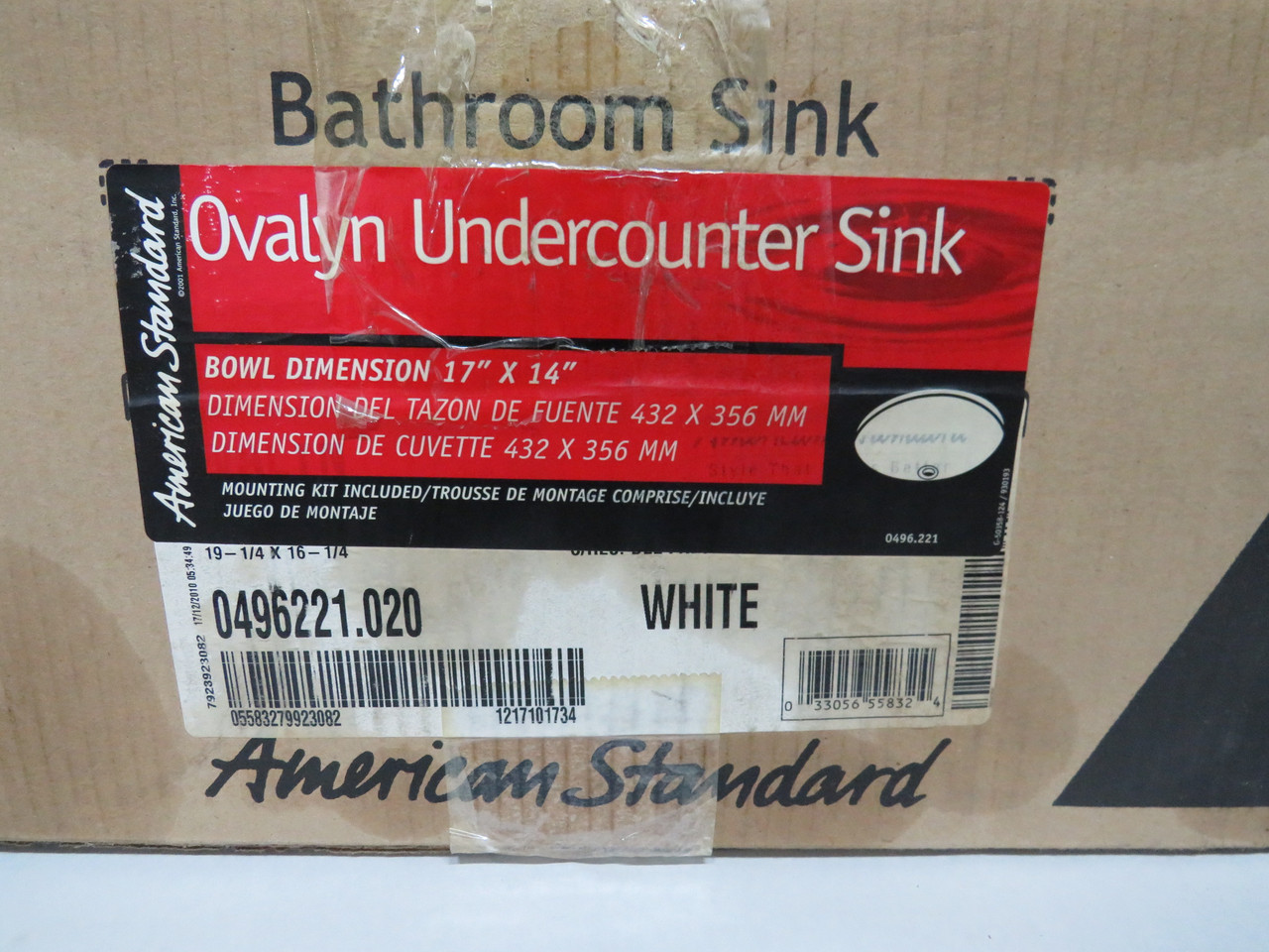 American Standard 0496221.020 17"x14" White Ovalyn Vanity Sink SINK ONLY NEW