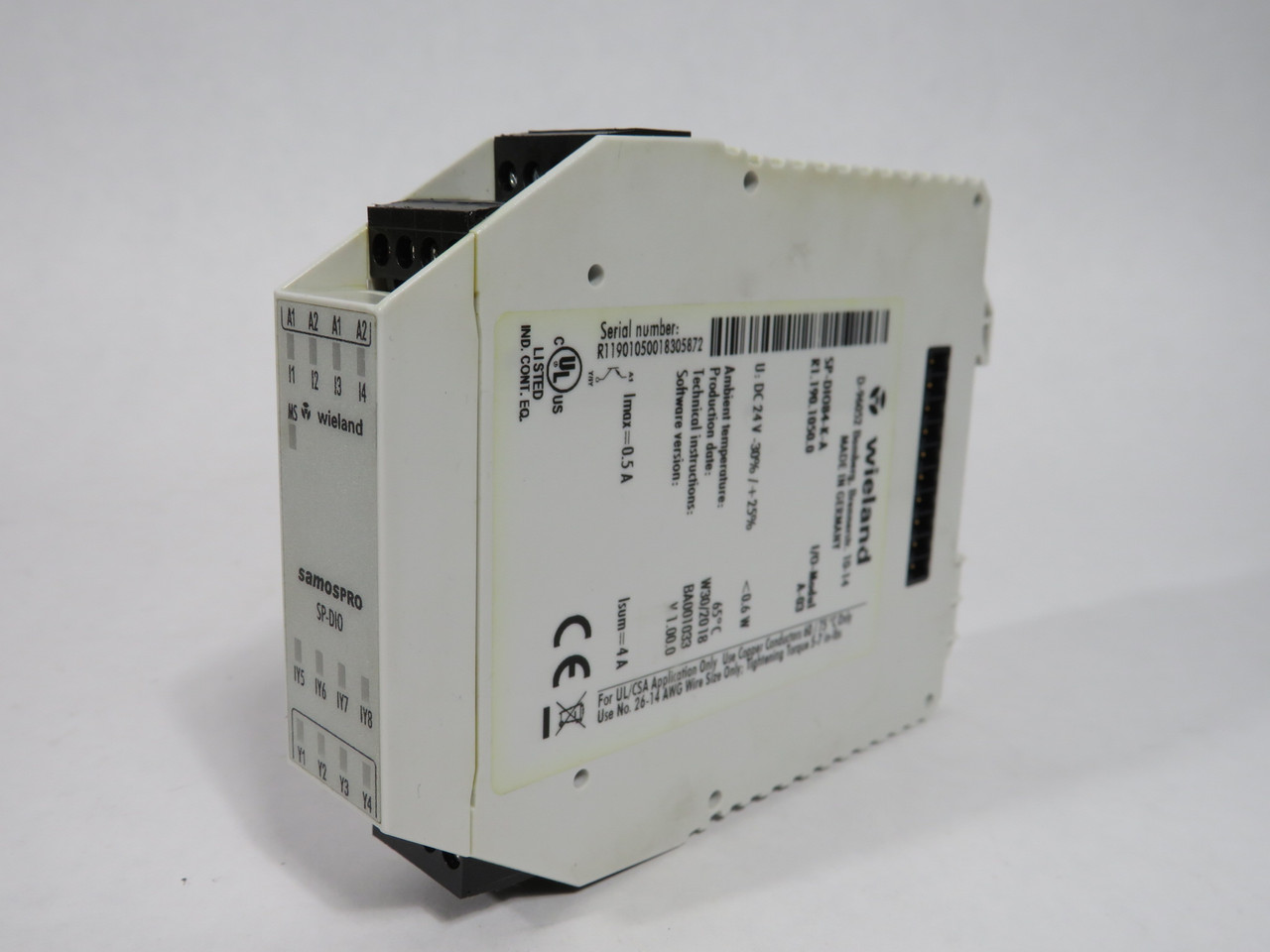 Wieland R1.190.1050.0 PLC Digital I/O Module 24VDC 8-In 4-Out SHELF WEAR NEW