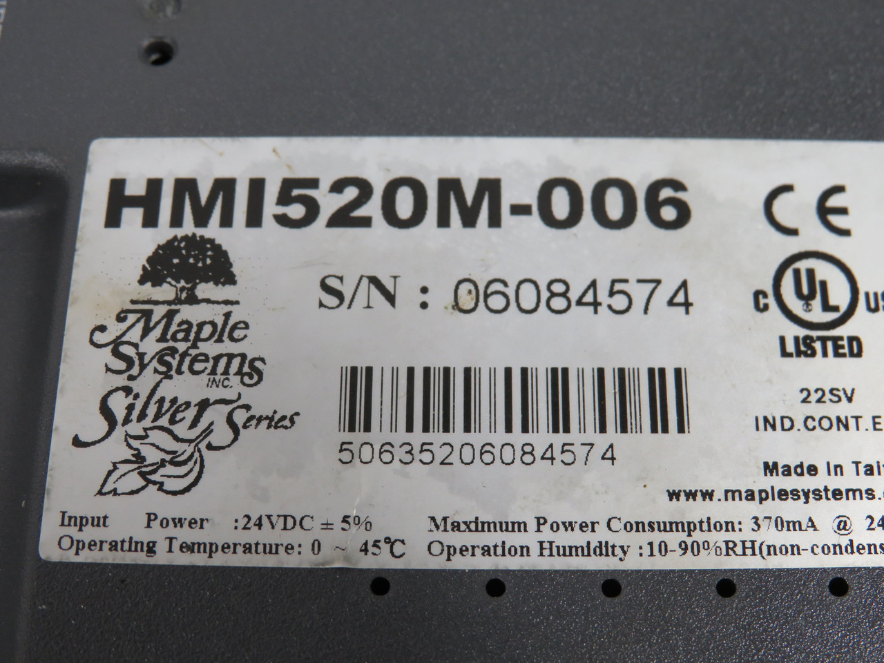 Maple Systems HMI520M-006 5.7" Touchscreen Terminal 24VDC 370mA SCRATCHES USED