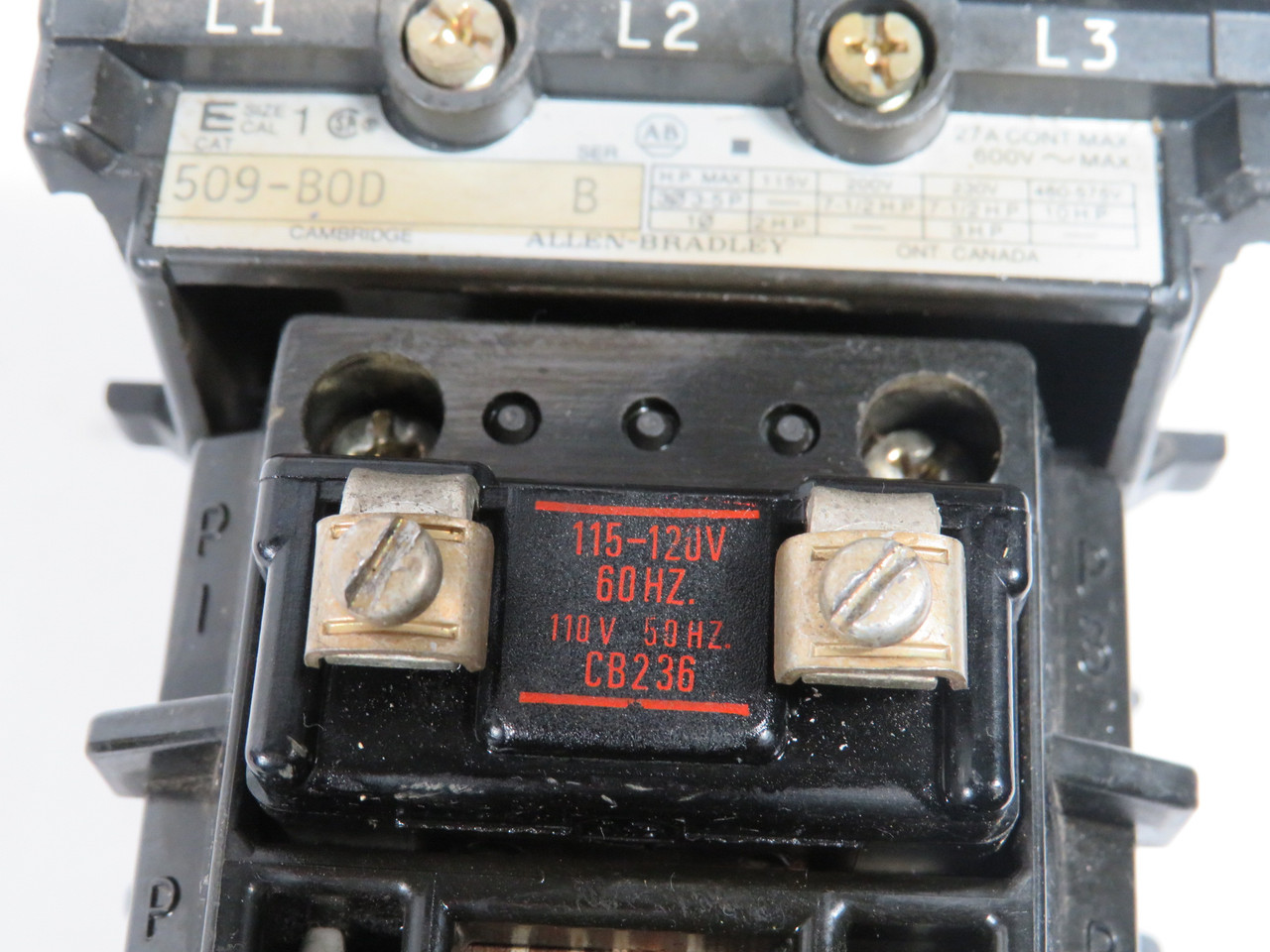 Allen-Bradley 500F-BOD93-X4 Contactor 115-120V@60Hz 110V@50Hz RUST USED