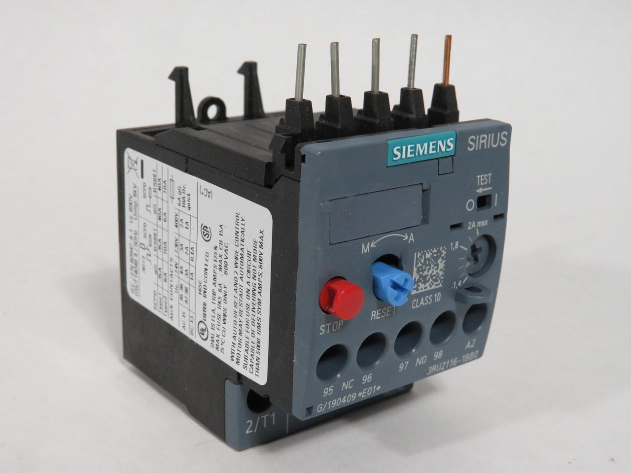 Siemens 3RU2116-1BB0 Overload Relay 1.4-2.0A NEW