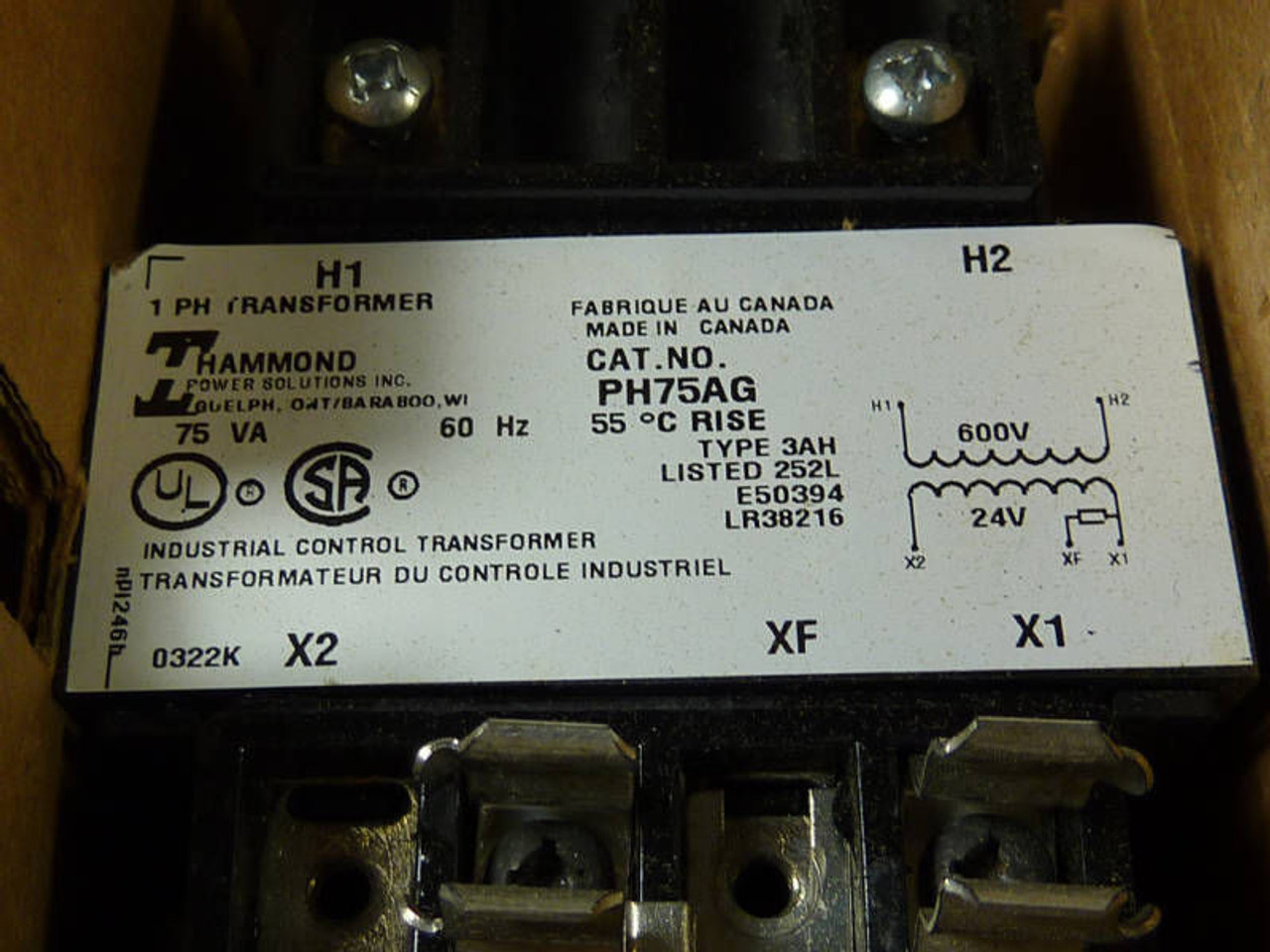 Hammond Control Transformer 75VAC PH75AG ! NEW !