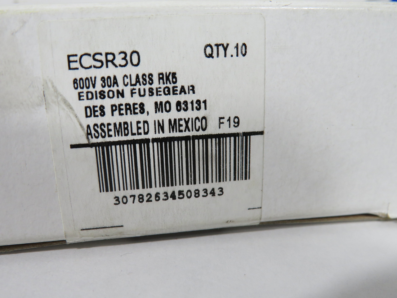 Edison ECSR30 Time Delay Current Limiting Fuse 30A 600VAC Lot of 6 NEW