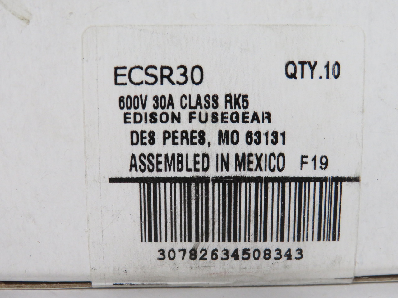 Edison ECSR30 Time Delay Current Limiting Fuse 30A 600VAC 10-Pack NEW