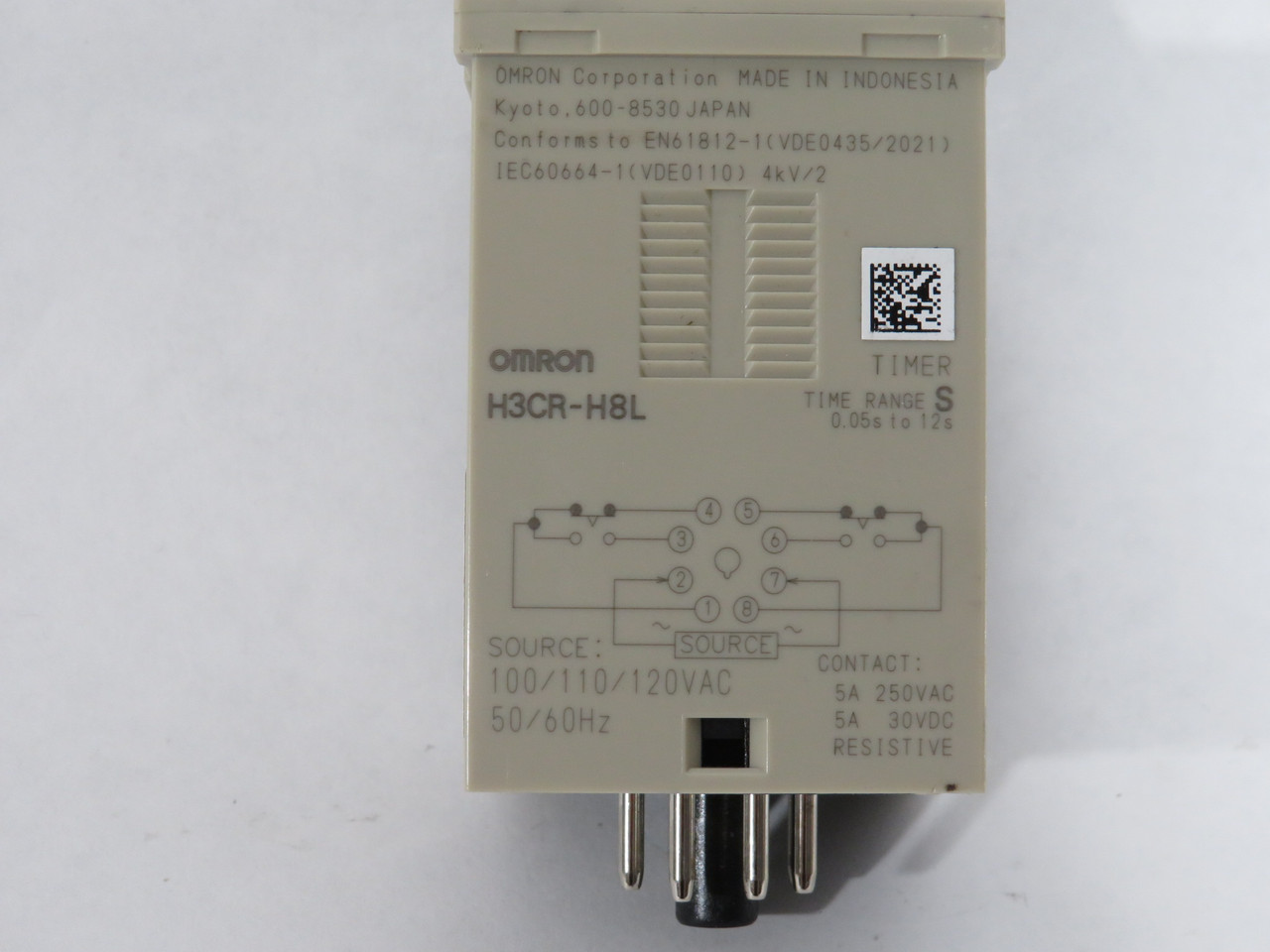 Omron H3CR-H8L-AC100-120S Timer 0.05-12 Sec 100/110/120VAC 50/60Hz 8-Pin USED