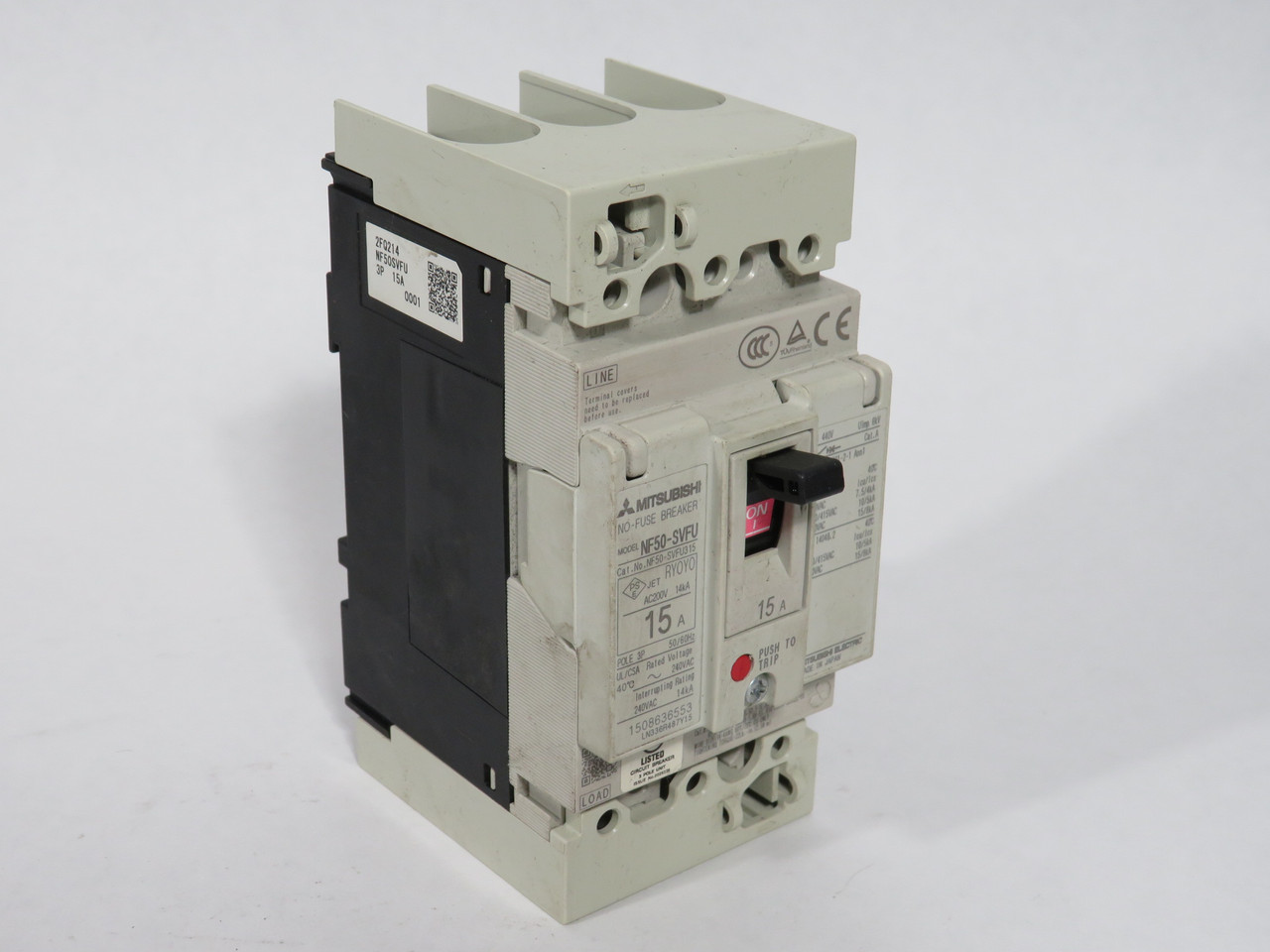 Mitsubishi NF50-SVFU315 Circuit Breaker 15A 240V 3-Pole USED