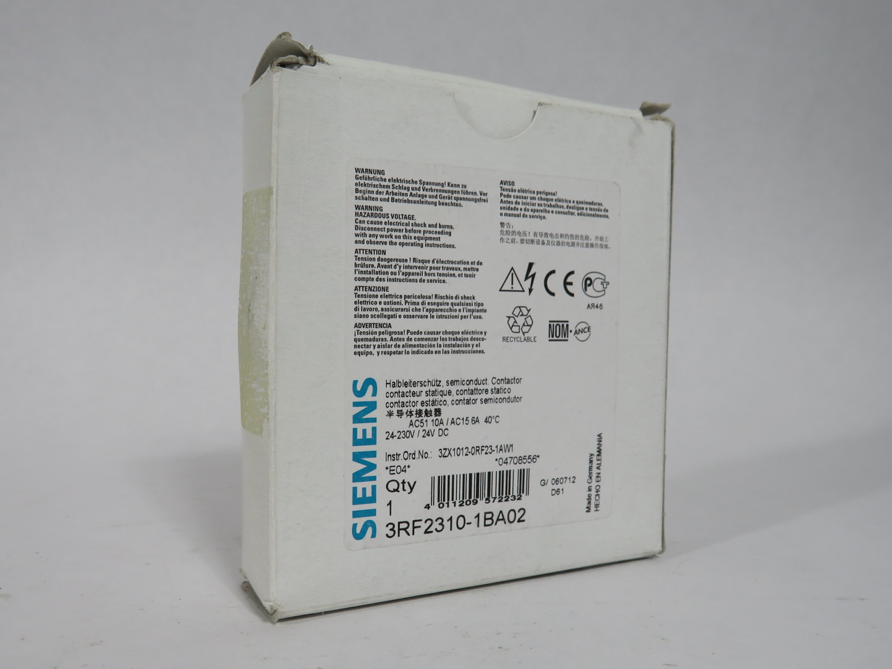 Siemens 3RF2310-1BA02 Solid-State Contactor 24VDC 1Ph NEW