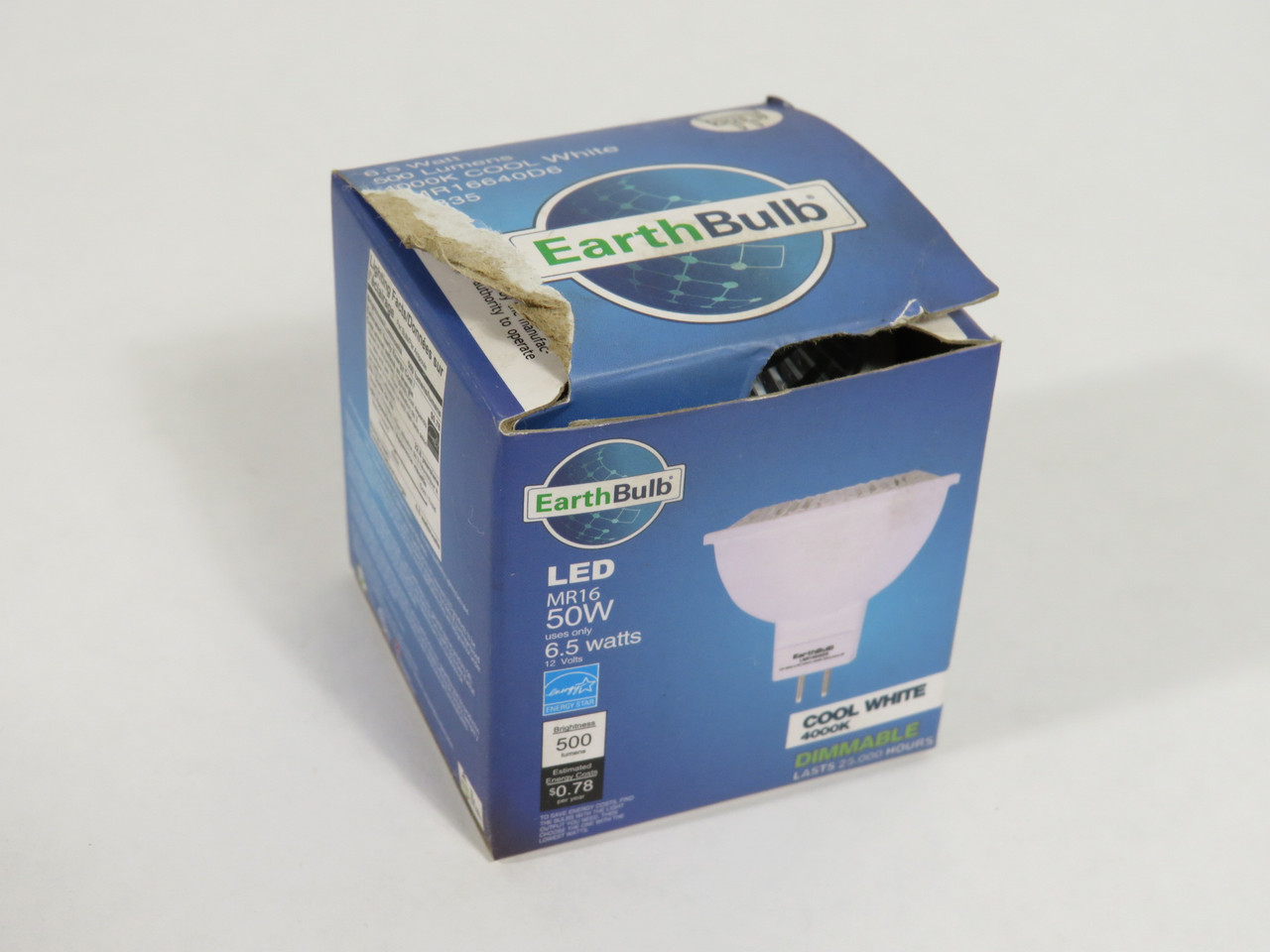 EarthBulb LMR16640D6 Dimmable LED Replacement Bulb 6.5W 4000K BOX DAMAGE NEW