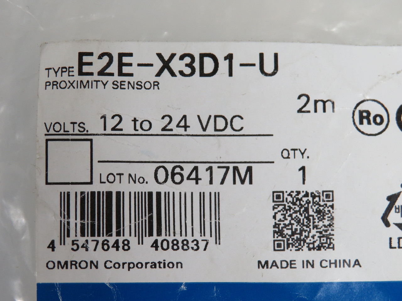 Omron E2E-X3D1-U Proximity Sensor 12-24VDC 100mA 3mm Distance 2m L OPEN BAG NWB