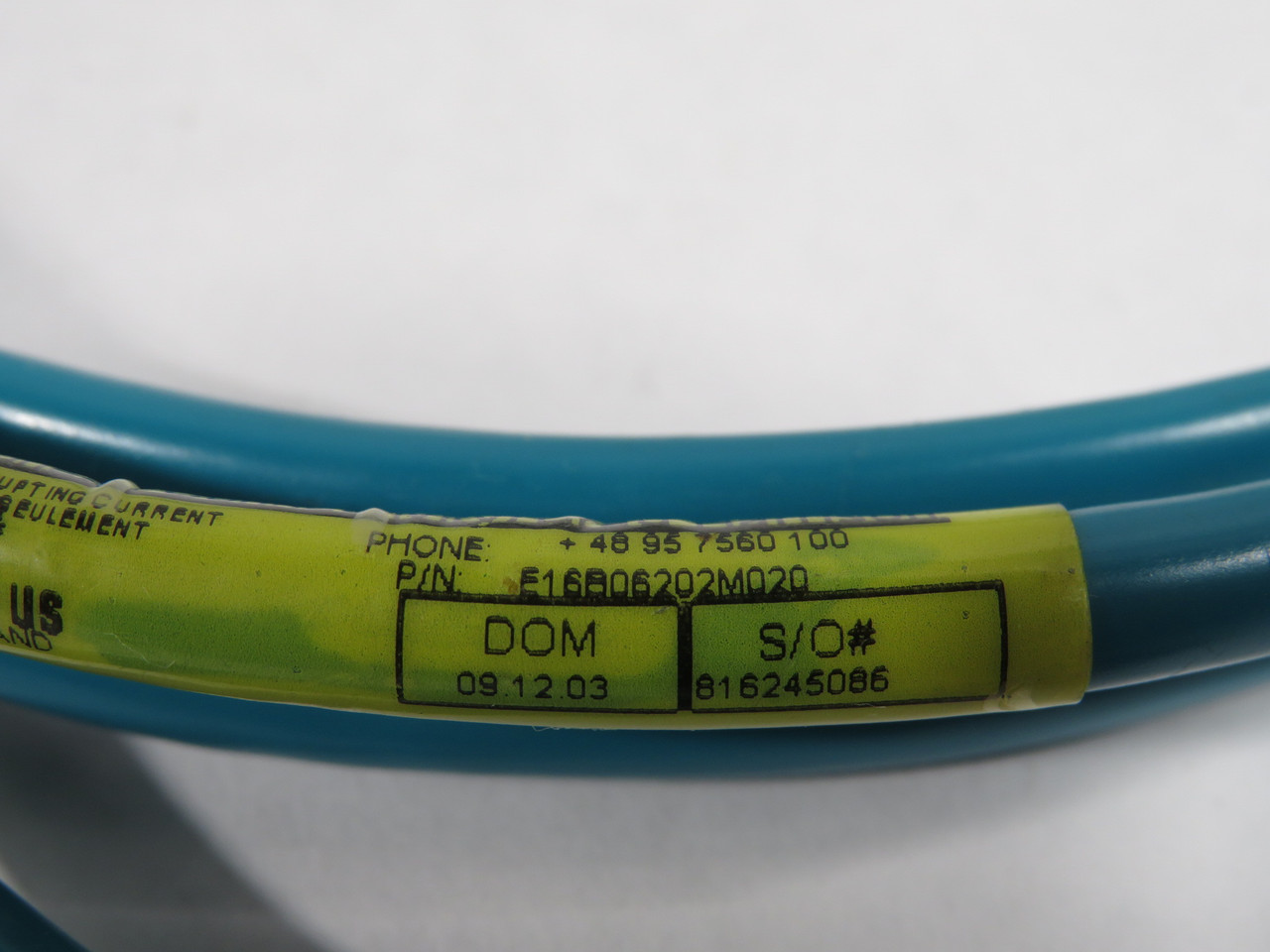 Woodhead Brad Harrison E16B06202M020 Ethernet Cable M12 to RJ45 2m Length USED