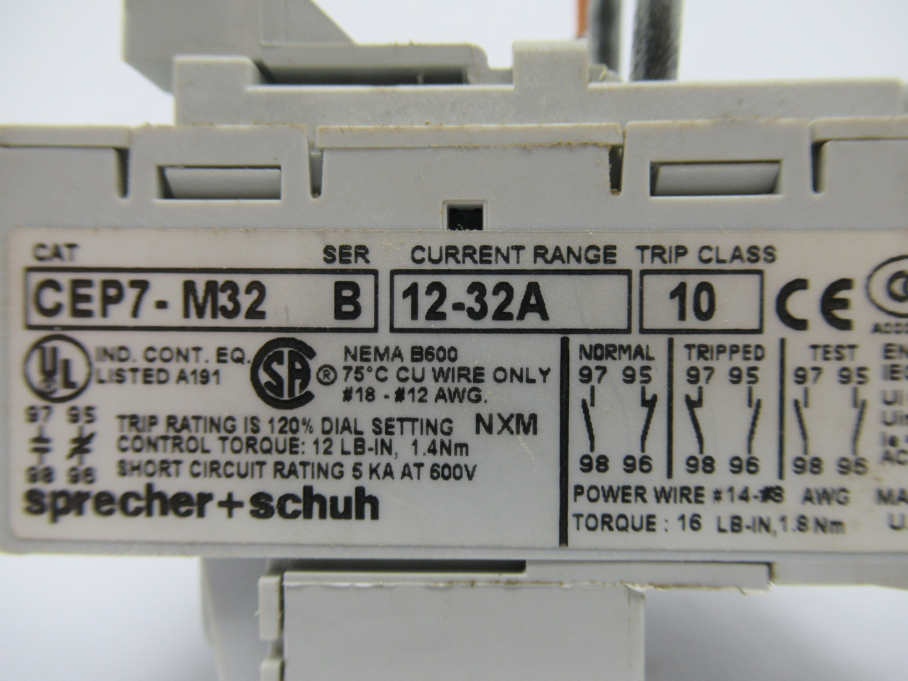 Sprecher + Schuh CEP7-M32 Overload Relay Ser B 690V 12-32A USED