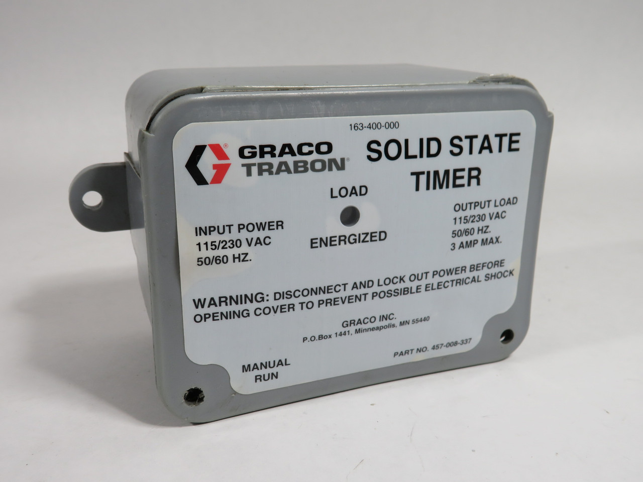 Graco Trabon 457-008-337 Solid State Timer 115/230V 3A 163-400-000 USED