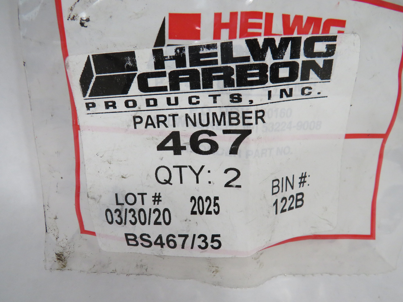 Helwig Carbon 467 Carbon Brush 0.25" Width 0.187" Thick 0.5" Length 2-Pack NWB