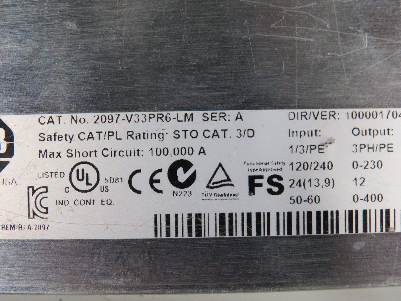 Allen-Bradley 2097-V33PR6-LM Ser. A 3kW Servo Drive Cosmetic Damage USED