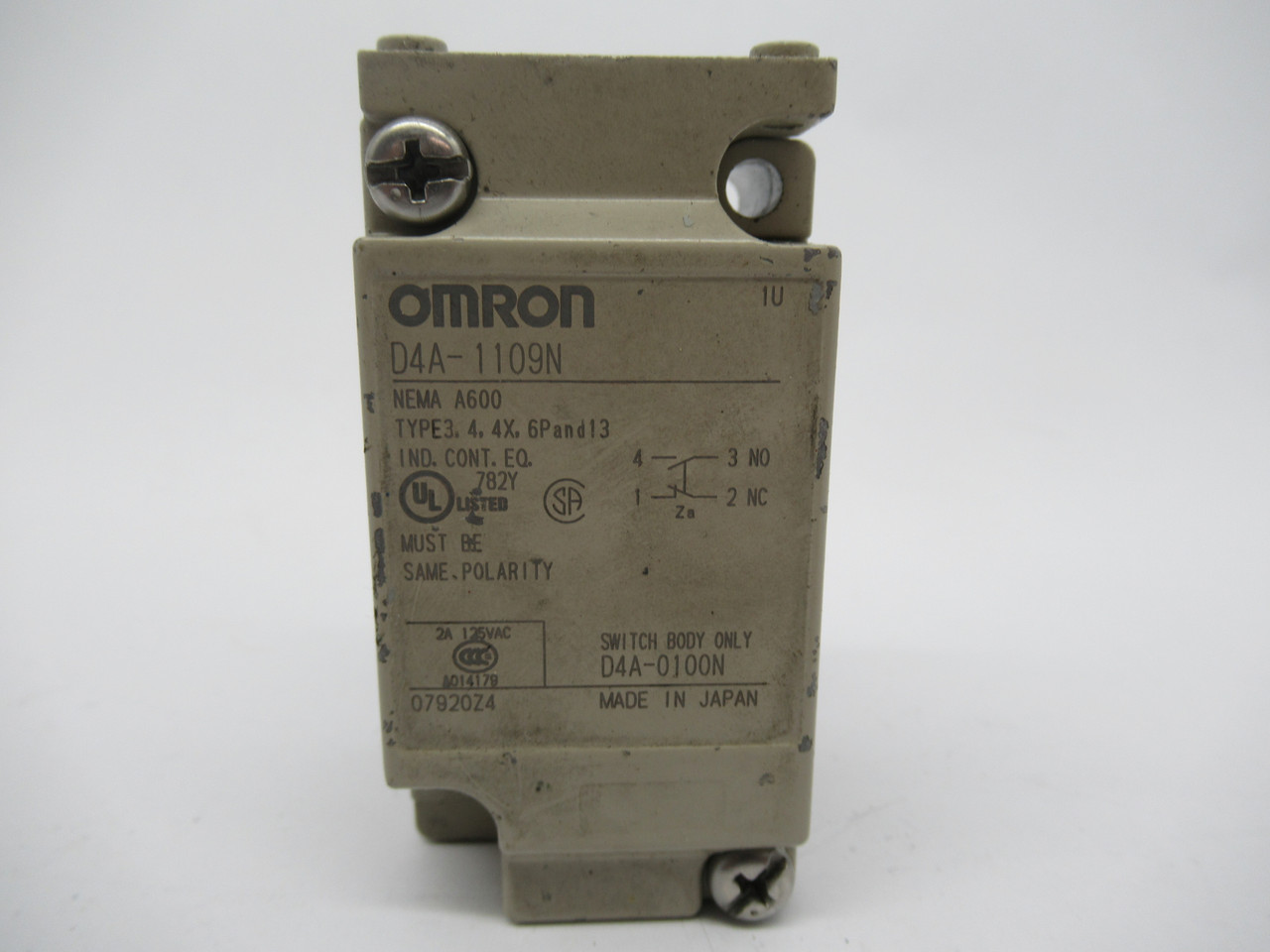 Omron D4A-0100N Limit Switch Body Assembly Type 3,4,4X,6P and 13 USED