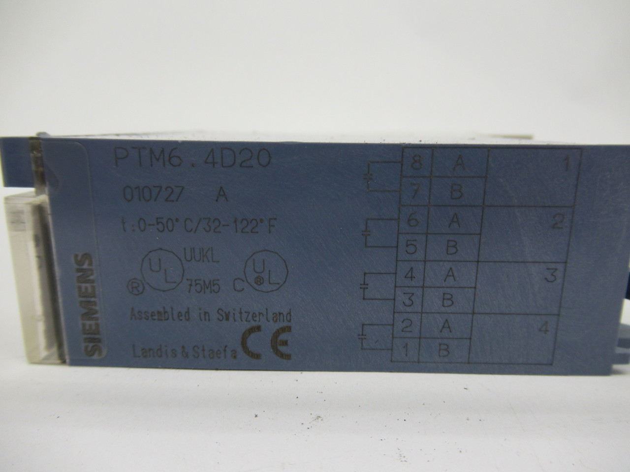 Siemens PTM6.4D20 Point Termination Module 4 Point Analog 0-50DegC USED