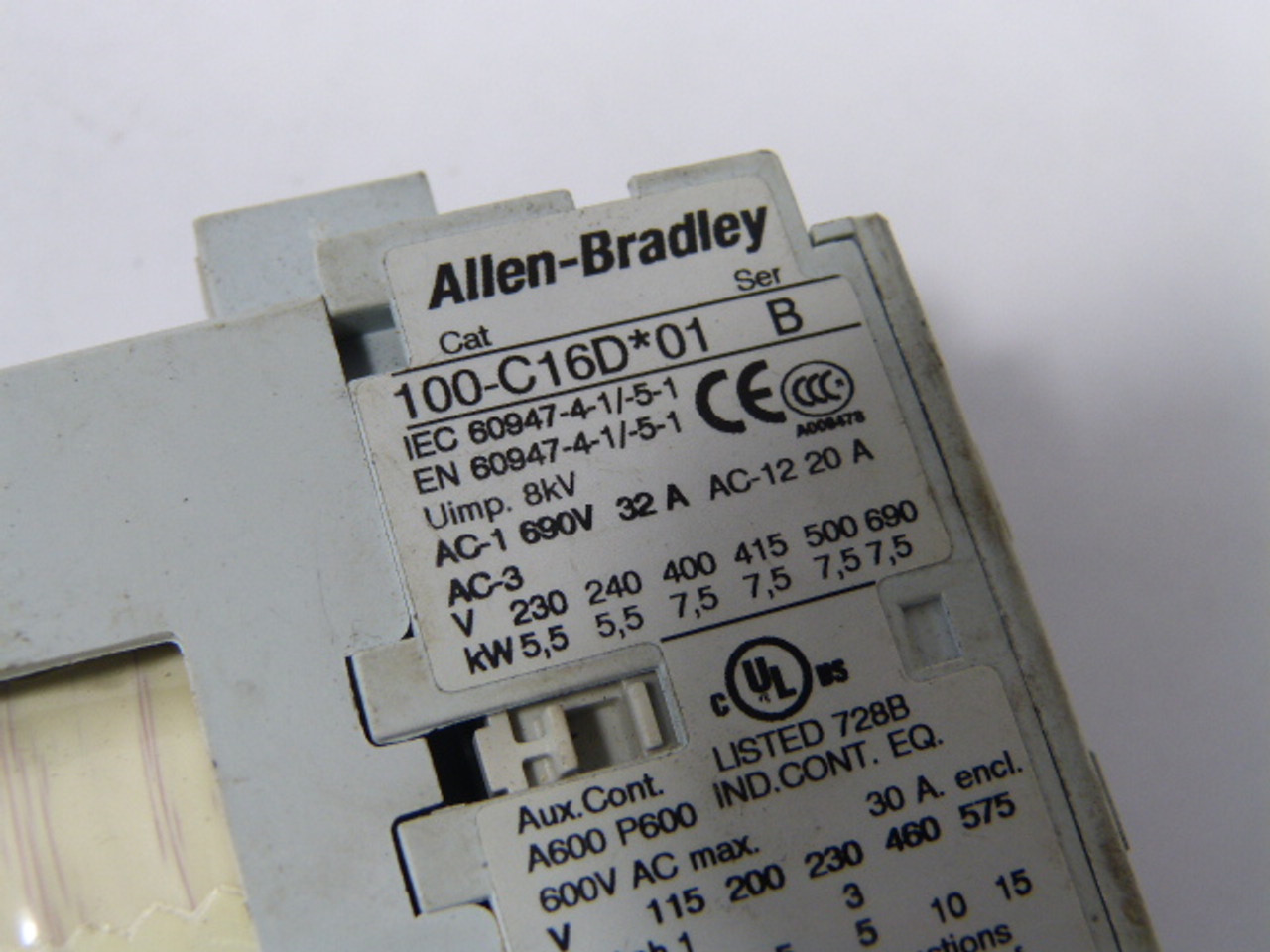 Allen-Bradley 100-C16DJ01 Contactor 24VDC W/ Integrated Diode USED