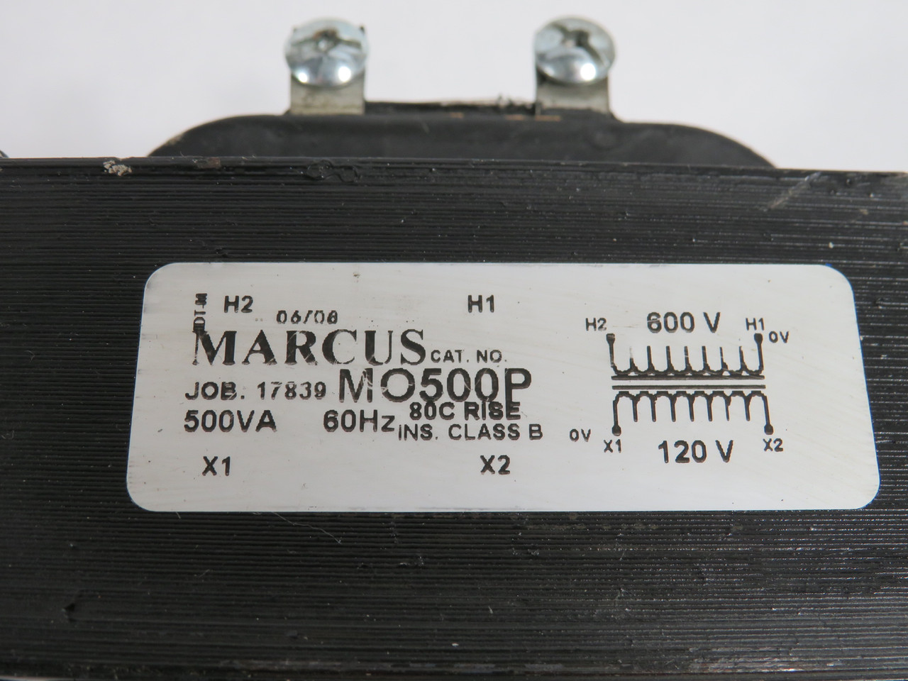 Marcus MO500P Control Transformer 500VA Pri 600V Sec 120V 1Ph USED