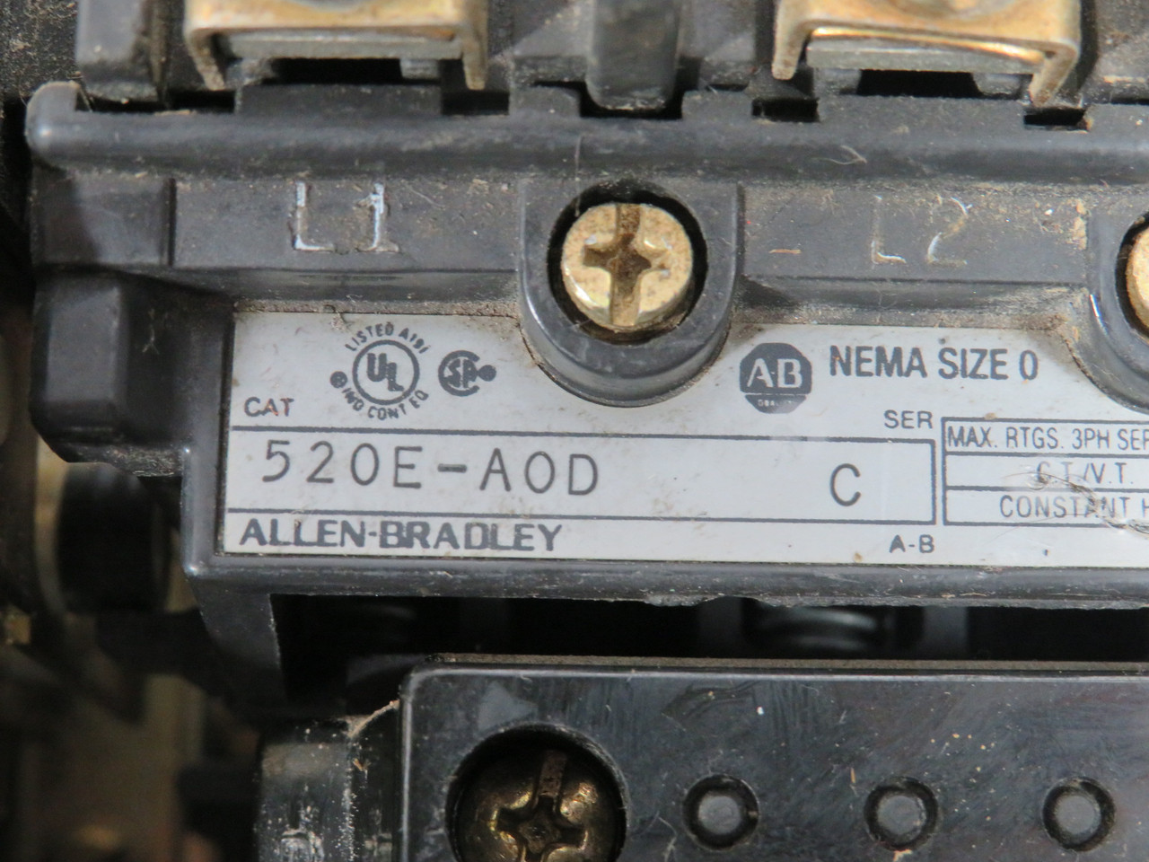 Allen-Bradley 520E-AOD Series C Starter 115-120V@60Hz 110V@50Hz USED