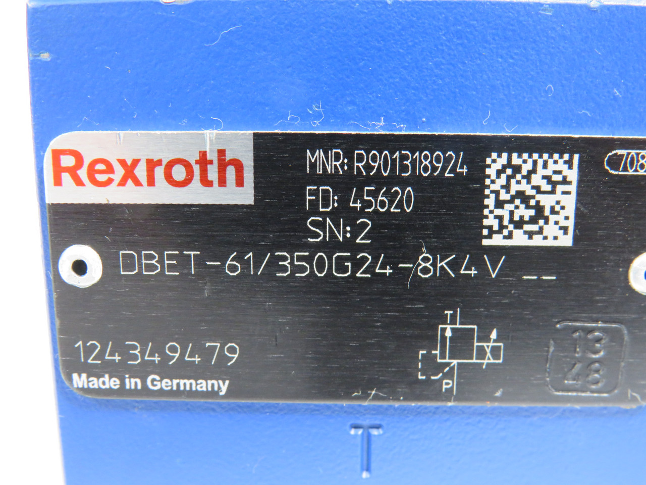 Rexroth R901318924 Pressure Relief Valve 24VDC 0.8A DBET-61/350G24-8K4V NOP