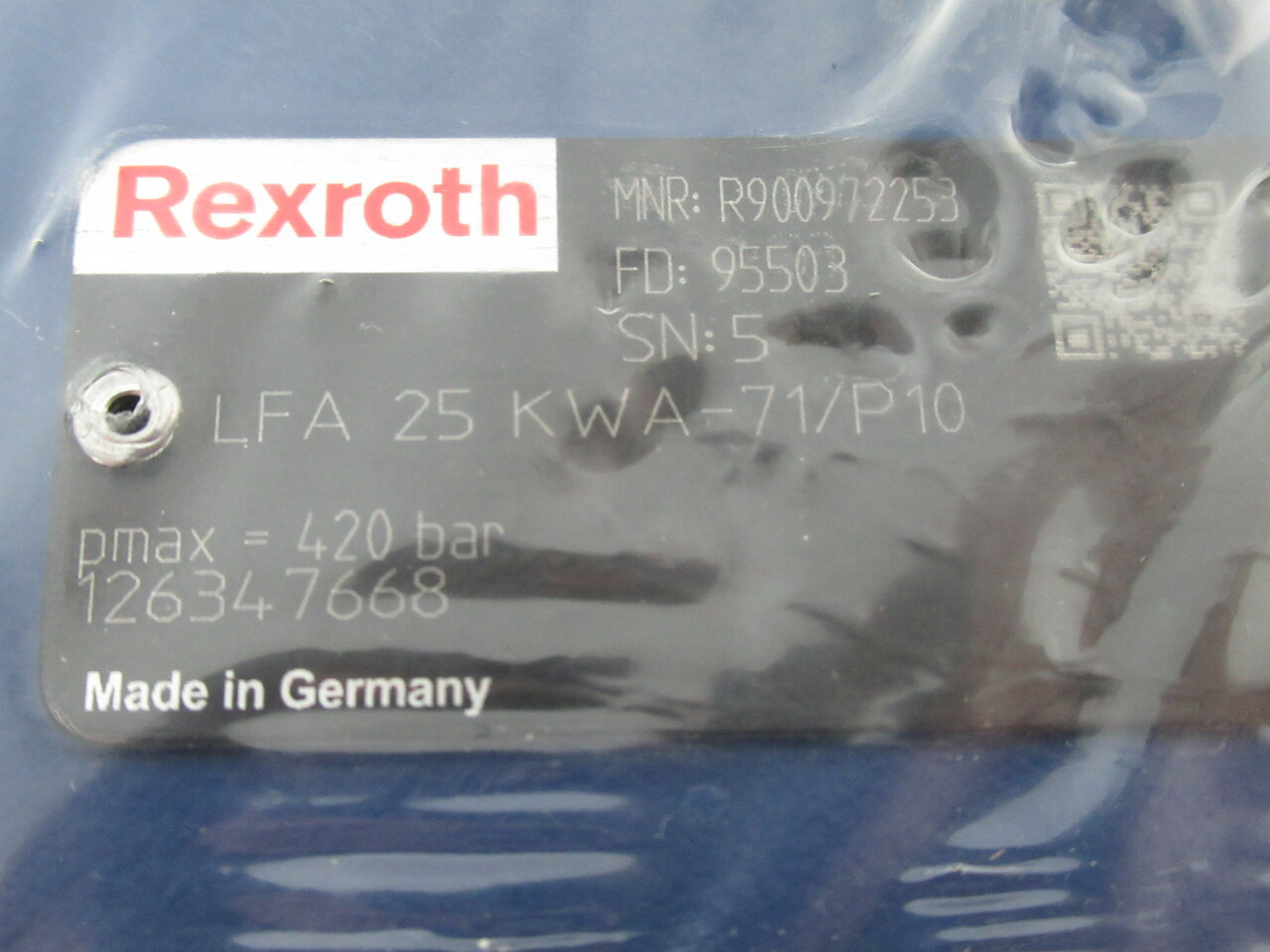 Rexroth R900972253 2-Way Pilot Control Cover Valve Size 25 420 bar NOP