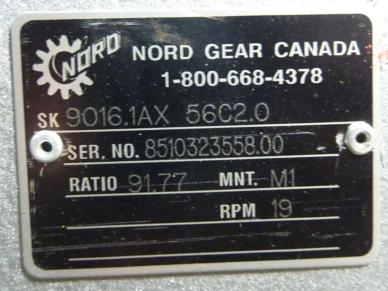 Nord Gear SK9016.1AX Gear Reducer 91.77:1 Ratio 19RPM USED