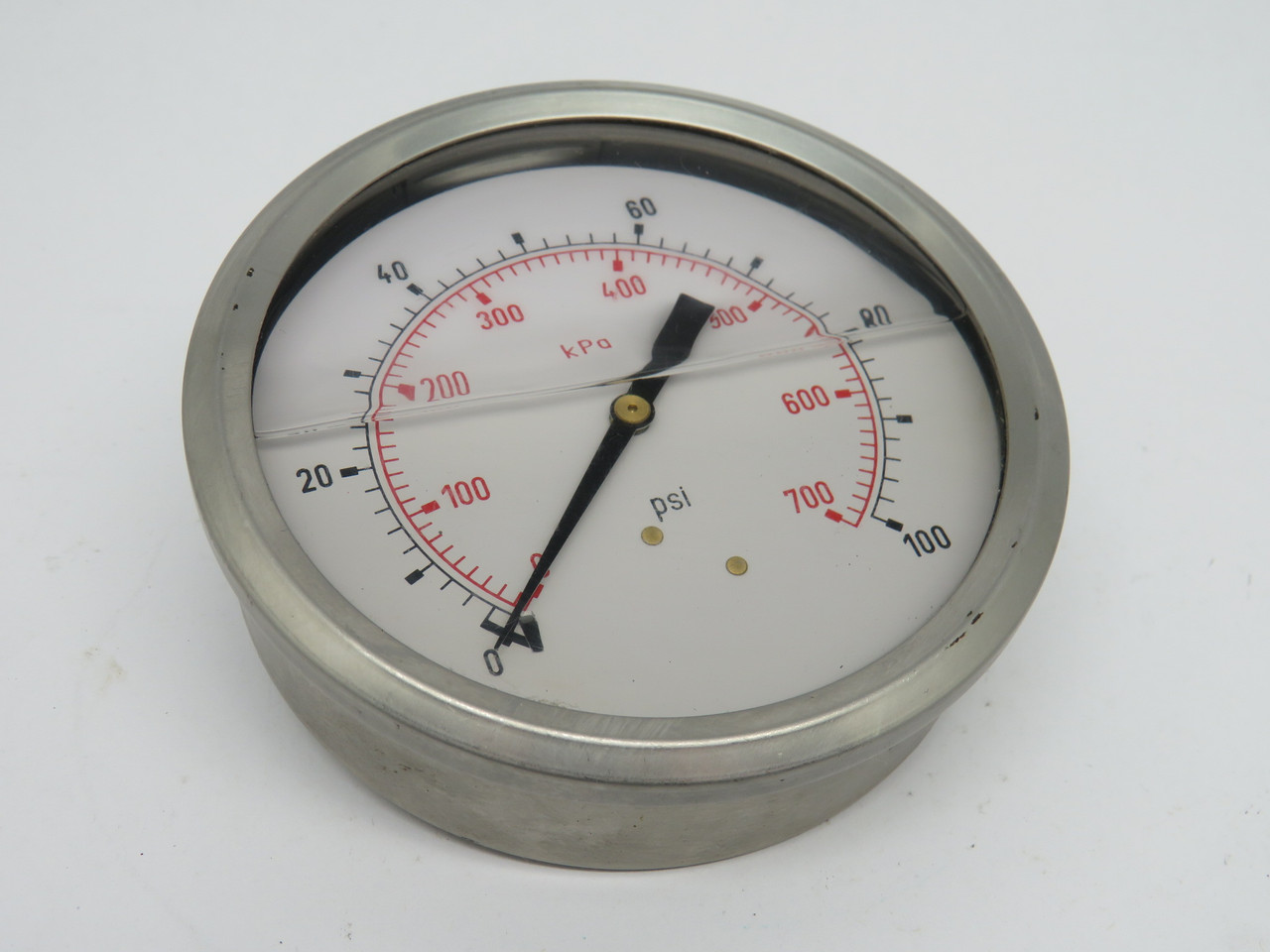 Generic Liquid-Filled Pressure Gauge 0-100psi 3-1/2" Face Diam 1/8" NPT USED