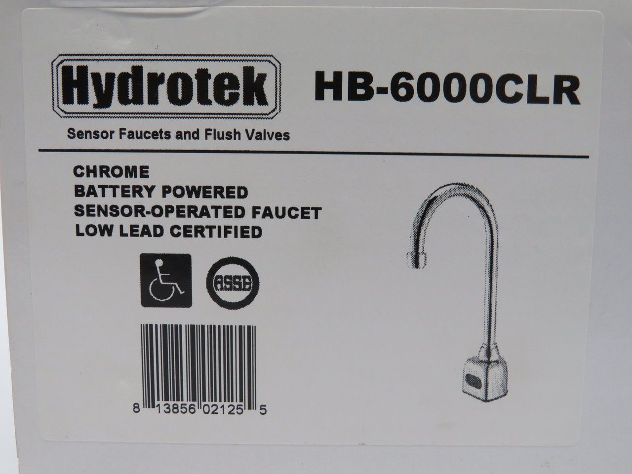 Hydrotek HB-6000CLR Battery-Powered Sensor-Operated Chrome Gooseneck Faucet NEW