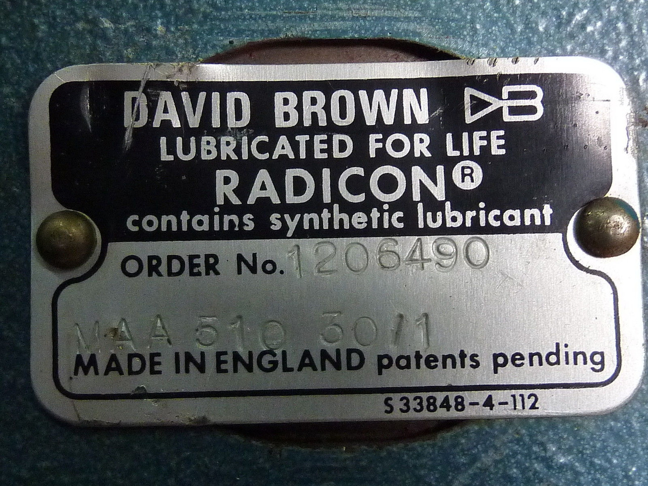 David Brown Radicon 1206490 Gear Reducer MAA510 30:1 USED