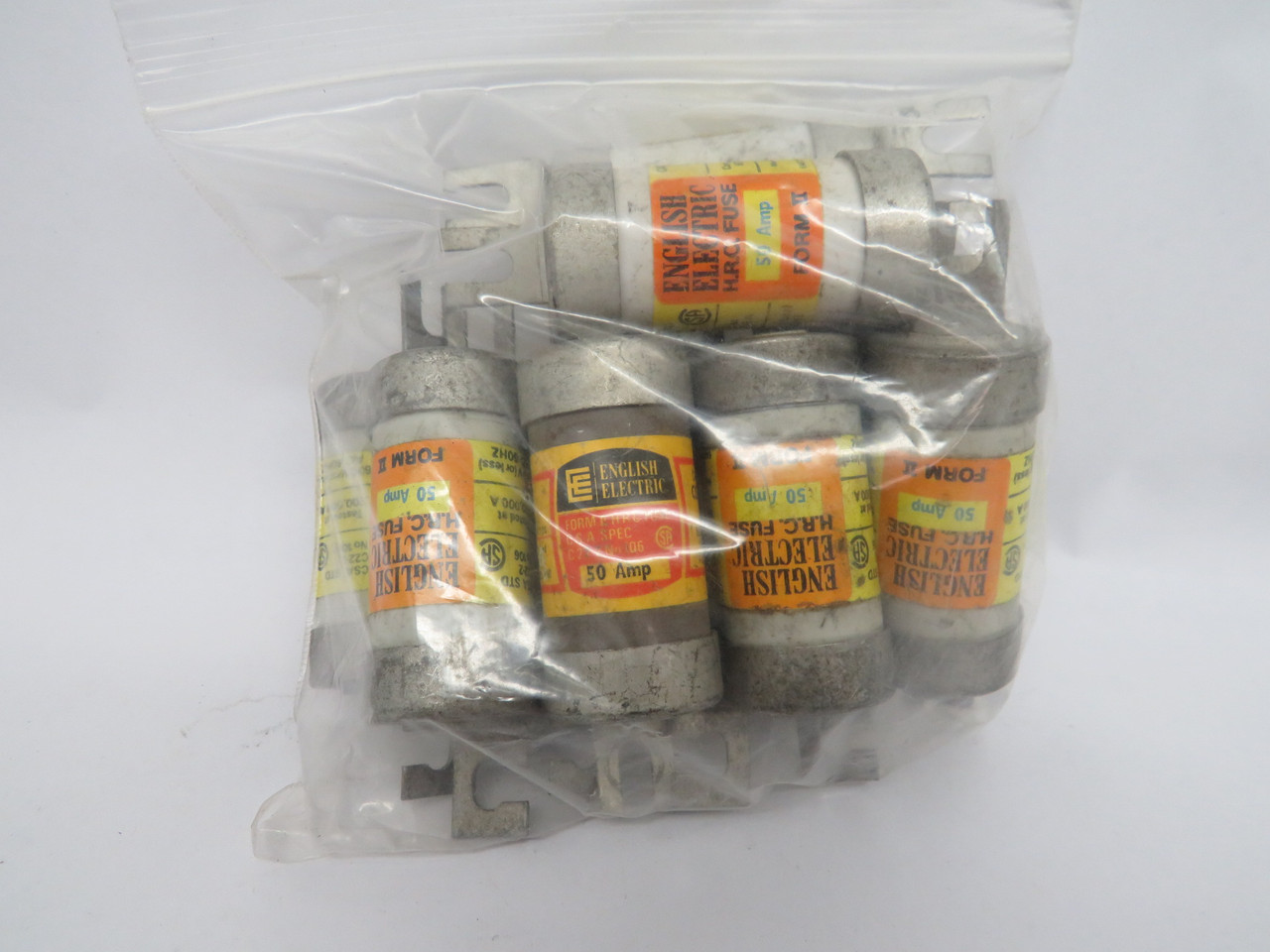English Electric CIS-50 Bolt-On Fuse 50A 600V Open Hole Lot of 10 USED