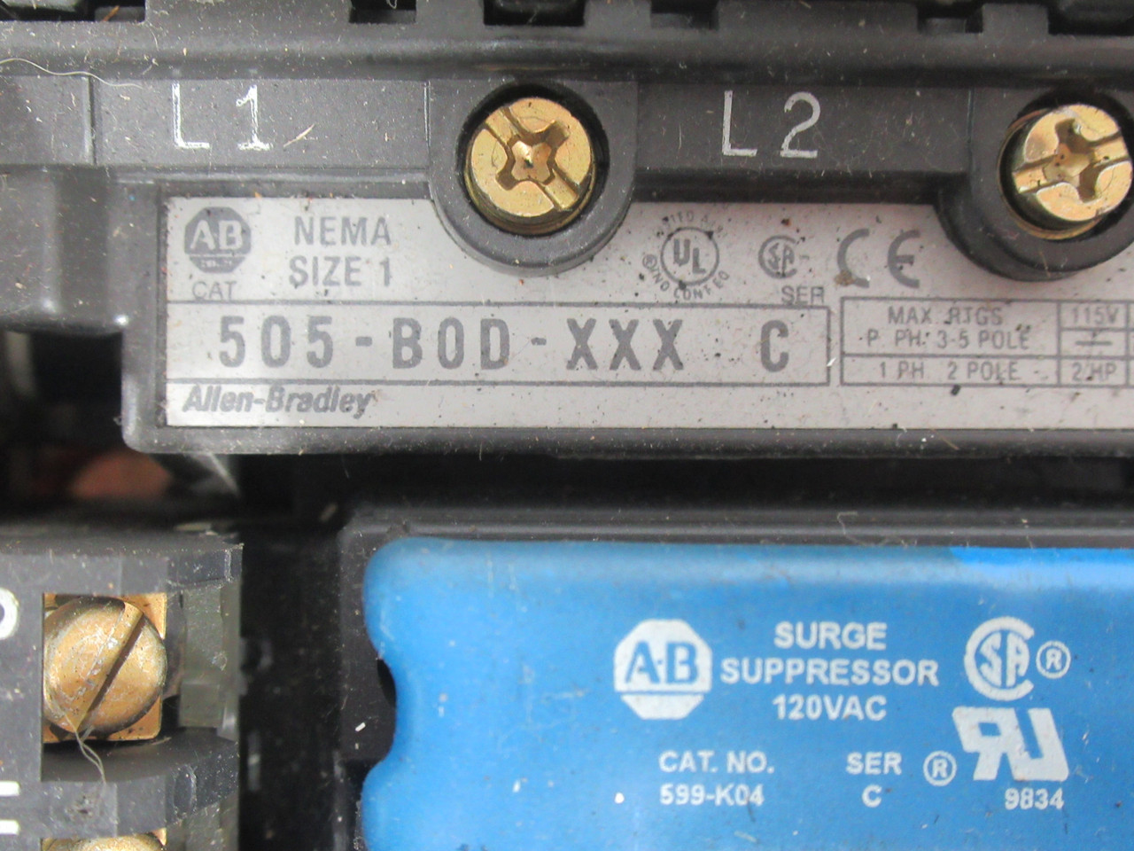 Allen-Bradley 505-BOD-A5GA Reversing Starter Ser.C *MISSING WIRES* USED