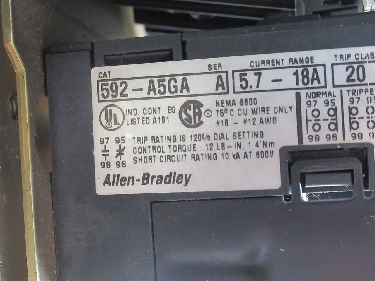 Allen-Bradley 505-BOD-A5GA Reversing Starter Ser.C *MISSING WIRES* USED
