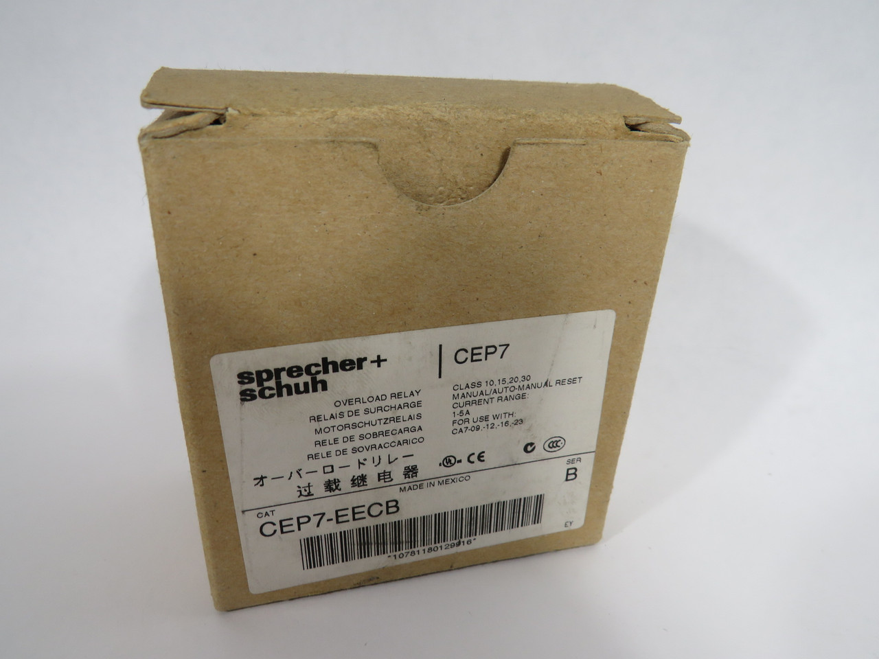 Sprecher + Schuh CEP7-EECB Series B Overload Relay 1.0-5.0 Amp NEW