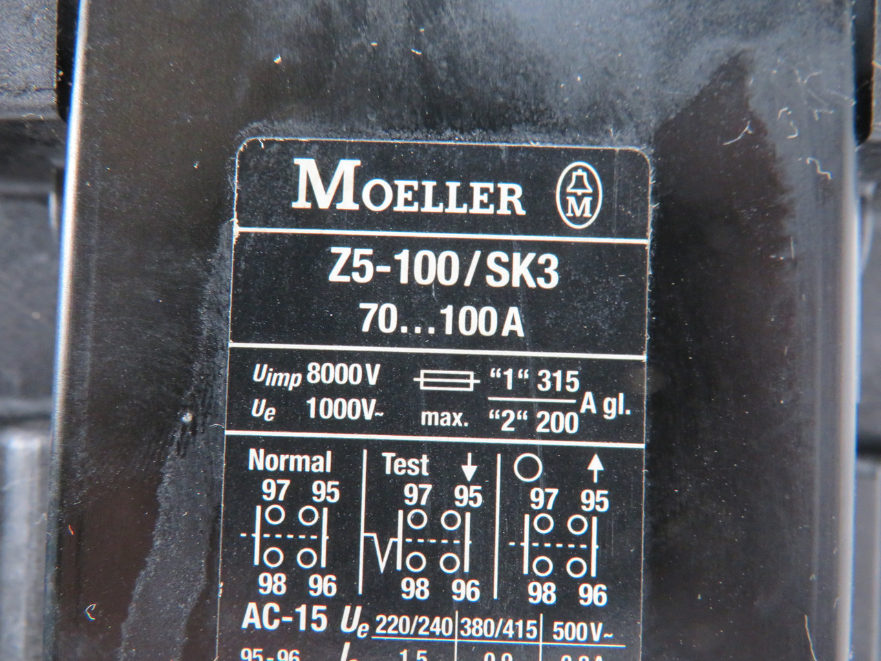 Moeller Z5-100/SK3 Overload Relay 70-100A USED