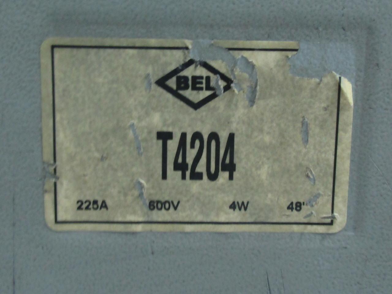 BEL T4204 Splitter Trough 225A 600V *COSMETIC DAMAGE* USED