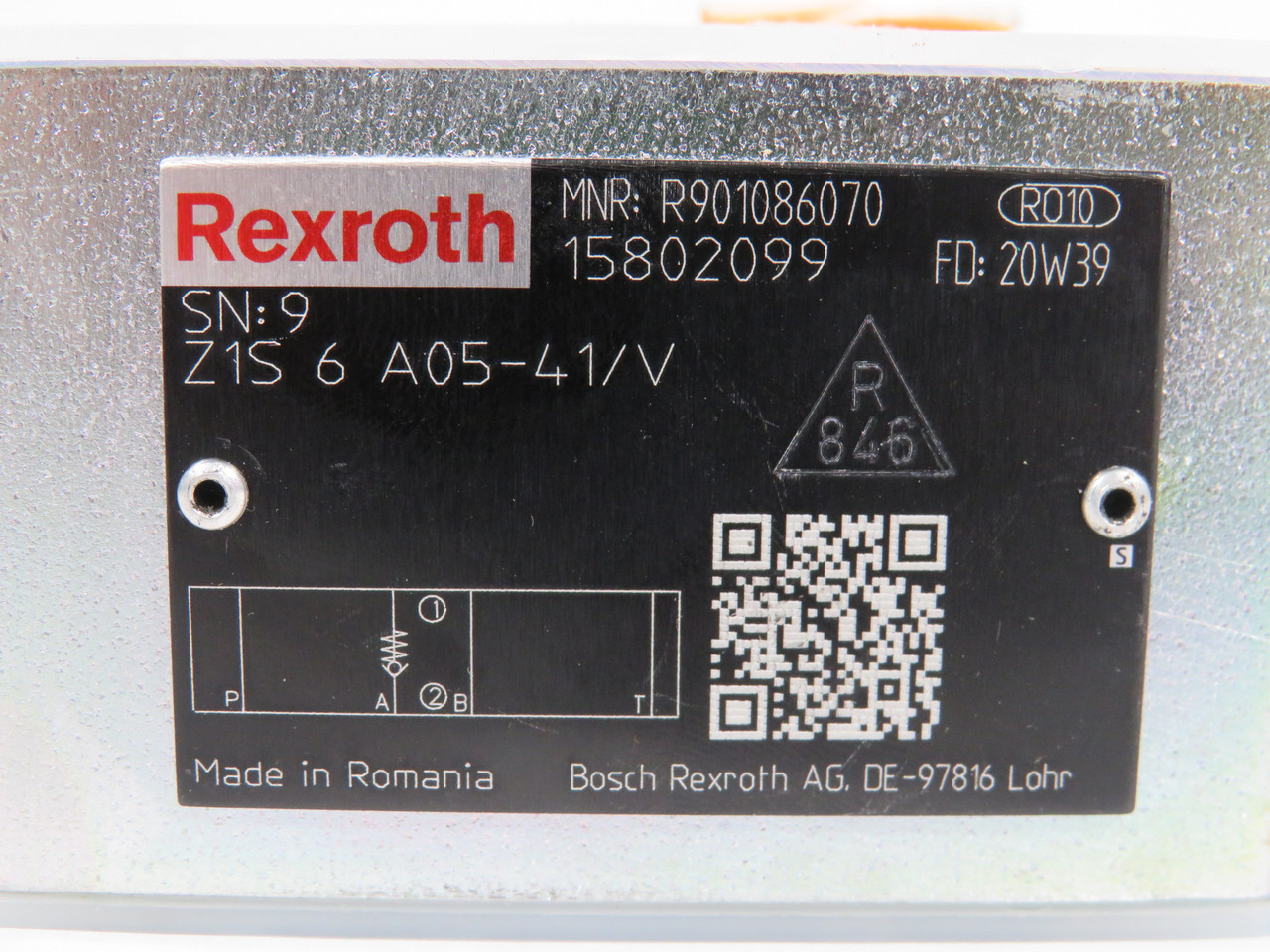Rexroth R901086070 Check Valve Sandwich Plate 0.5bar Z1S 6 A05-41/V NOP
