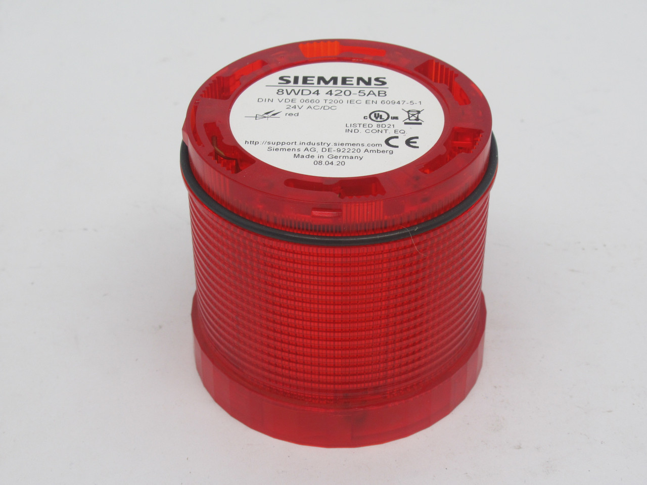 Siemens 8WD4420-5AB Continuous Light Element Red 24VAC/DC 70mm D USED