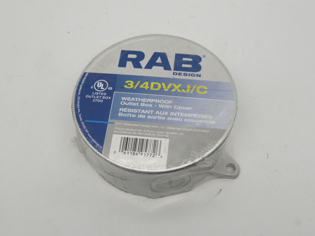 RAB 3/4DVXJ/C Weatherproof Outlet Box w/ Cover 3/4" 4-Plugs NWB