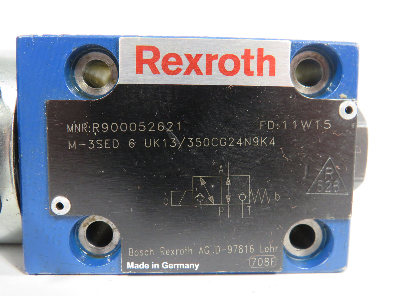 Rexroth R900052621 Poppet Directional Valve 24VDC 350bar USED