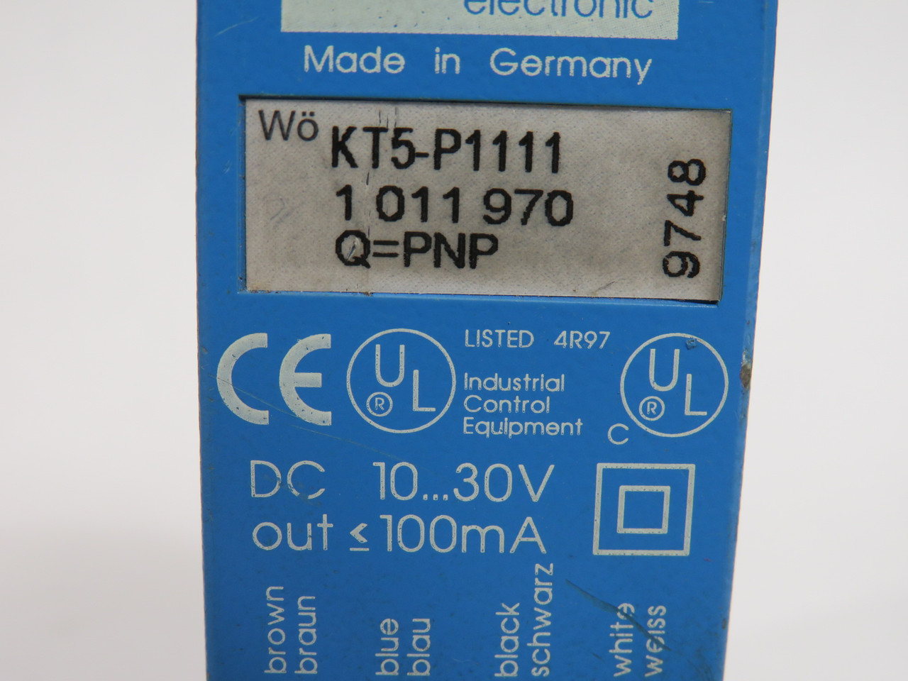 Sick KT5-P1111 Contrast Sensor 10-30VDC 100mA 10mm PNP 1011970 USED