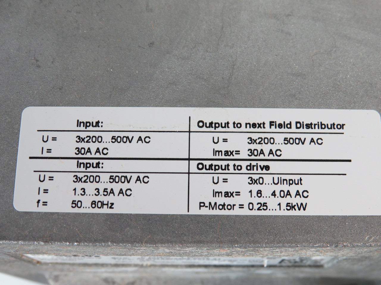 Sew-Eurodrive MFE72A/MM15D-503-00/Z28F0/BW1/AF0/AF0 Field Distributor AS IS